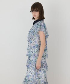 GRACE CONTINENTAL フラワープリントラッフルフリルブラウス