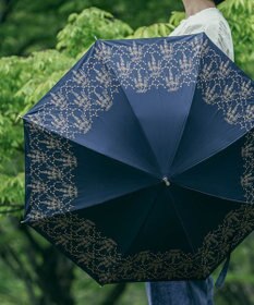 AND WOOL 〈UVカット率99%以上・一級遮光生地・晴雨兼用〉イラカ刺繍の日傘 （長傘タイプ）