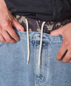 WEGO 【ユニセックス着用ITEM/MLサイズ展開/ウエストゴム】ボクサードッキングデニムショーツ