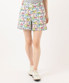 23区GOLF 【WOMEN】【ストレッチ】25周年 イラストレーターコラボ総柄 ショートパンツ