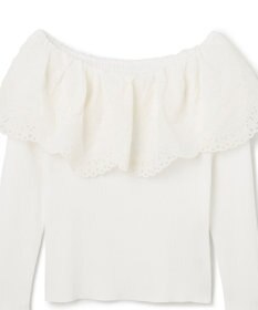 GRACE CONTINENTAL カットワークリブニットトップ