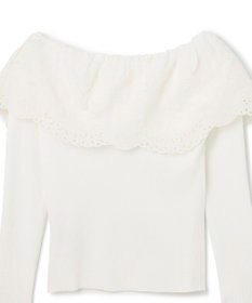 GRACE CONTINENTAL カットワークリブニットトップ