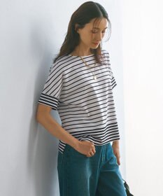 23区 S 【洗える】ランダムボーダー ドルマン カットソー