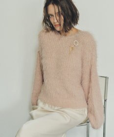 YECCA VECCA ラメシャギーボートネックニット