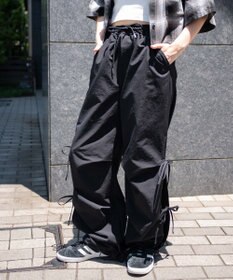 WEGO 【ウエストゴム】サイドリボンパラシュートパンツ