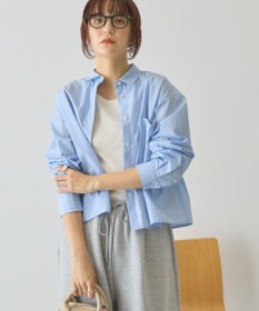 AMERICAN HOLIC 【イージーケア】ショート丈ストライプシャツ