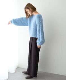 YECCA VECCA ラメシャギーボートネックニット