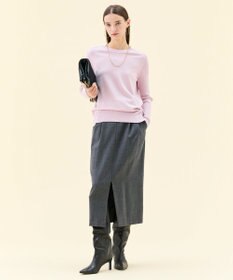BEIGE， 【WEB限定・洗える】WILLOW / ストレッチクルーネックリブニット