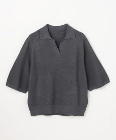 ANY L アクリルガーターポロ衿ニット