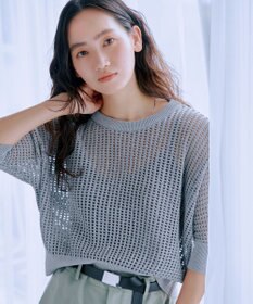 TOQUE 25SS新作〈大草直子さんアドバイザー〉【天然素材】シルク×コットン粗メッシュニットドルマンスリーブ5分袖