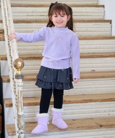 ANY KIDS パール×デニムニットスカッツ