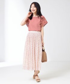 ANY SIS 【洗える】クリスタルプリーツフラワー スカート