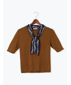 Te chichi スカーフカラーハーフスリーブニット