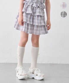 ANY KIDS ティアード チェックスカパン ブラウン