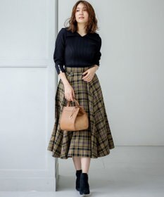 組曲 L シアーツイルチェック フレアスカート