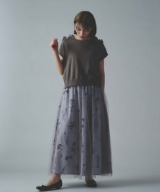 muuc 花モチーフ付きコットンニットプルオーバー