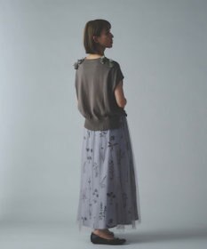 muuc 花モチーフ付きコットンニットプルオーバー