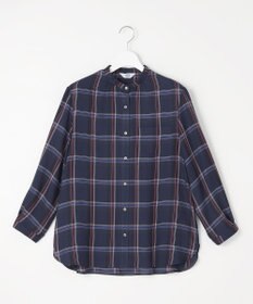 J.PRESS LADIES 【洗える】ハイツイストチェック バンドカラー ブラウス