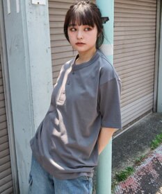 WEGO 【ユニセックス着用ITEM/MLサイズ展開】リラックスフィットヘンリーネックT（SS）