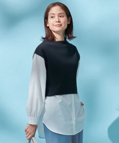 ANY 【洗える】異素材コンビ レイヤードトップス