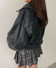 WEGO 配色ステッチWZIPショートブルゾン