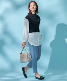 ANY 【洗える】異素材コンビ レイヤードトップス