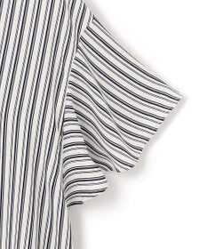 23区 【洗える】ランダムストライププリント キーネック ブラウス