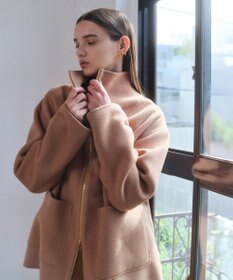 BEIGE， ZION / ウールスタンドカラーショートコート Camel