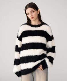 WEGO 【2025秋冬新作/ユニセックス着用ITEM/MLサイズ展開】フェザーニットプルオーバー