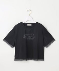 ANY SIS 【洗える】シアーチュールロゴ Tシャツ