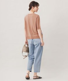 自由区 L 【アンサンブル対応・洗える】マラケシュフラワープリント半袖 ニットプルオーバー