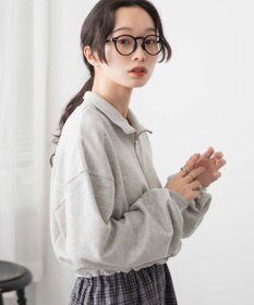 WEGO 【新色追加】ドロストデザインハーフZIPスウェット