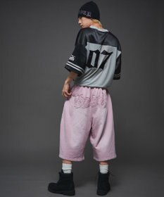 WEGO 【ユニセックス着用ITEM/ウエストゴム】ダメージアップリケショートパンツ