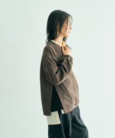 YECCA VECCA サイドプリーツノーカラーブルゾン