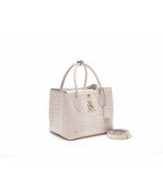 A.D.M.J. 【牛革】クロコ型押しキューブトート21cm(ショルダーストラップ付)