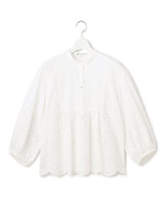 23区 L 【洗える】コットンエンブロイダリー クロップド ブラウス