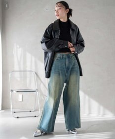 WEGO サイドラインワイドデニムパンツ