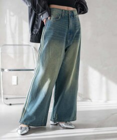 WEGO サイドラインワイドデニムパンツ