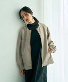 YECCA VECCA サイドプリーツノーカラーブルゾン