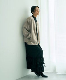 YECCA VECCA サイドプリーツノーカラーブルゾン