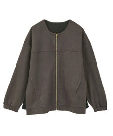 YECCA VECCA サイドプリーツノーカラーブルゾン