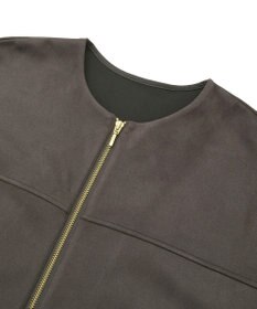 YECCA VECCA サイドプリーツノーカラーブルゾン