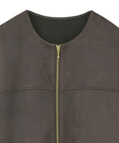 YECCA VECCA サイドプリーツノーカラーブルゾン