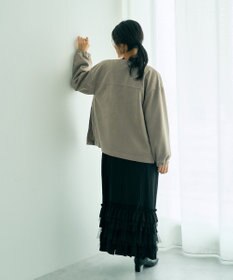 YECCA VECCA サイドプリーツノーカラーブルゾン