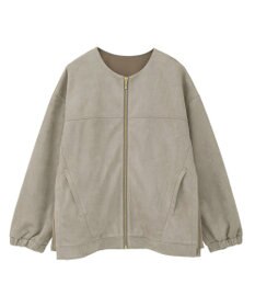 YECCA VECCA サイドプリーツノーカラーブルゾン