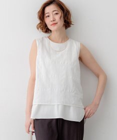 23区 【先行予約】シアーチェックレイヤード スリーブレス Tブラウス