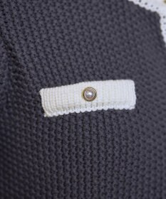 Tiaclasse 【洗える】ミドル丈配色ノーカラーニットジャケット