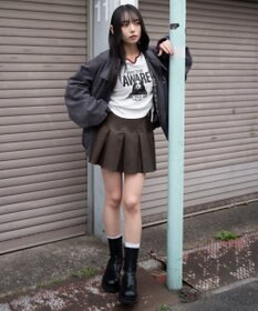 WEGO 【ユニセックス着用ITEM/MLサイズ展開】フェイクスウェードロゴスウィングトップ
