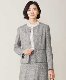 J.PRESS LADIES 【セットアップ対応】Light Tweed ノーカラー ジャケット