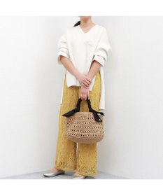 UNBILLION カシュカシュ cachecache / 下がりリボン柄編みトートバッグ